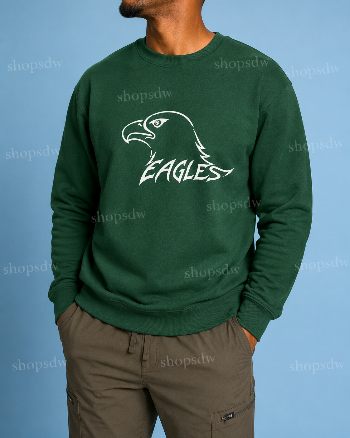 Eagles Head Crewneck — Forest Green