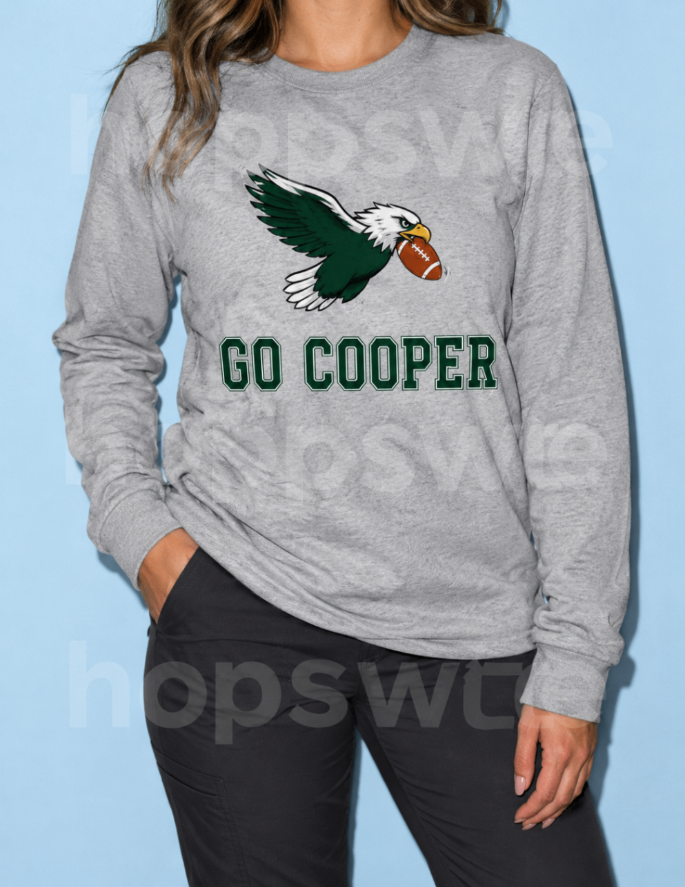 Go Cooper Eagle Football Crewneck — Sport Grey