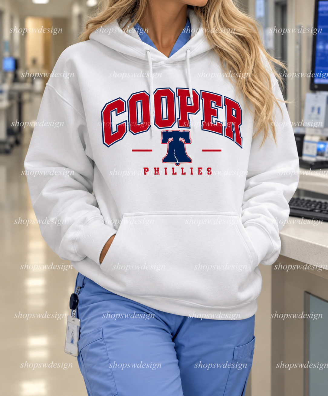 Cooper Phillies Bell Hoodie — White