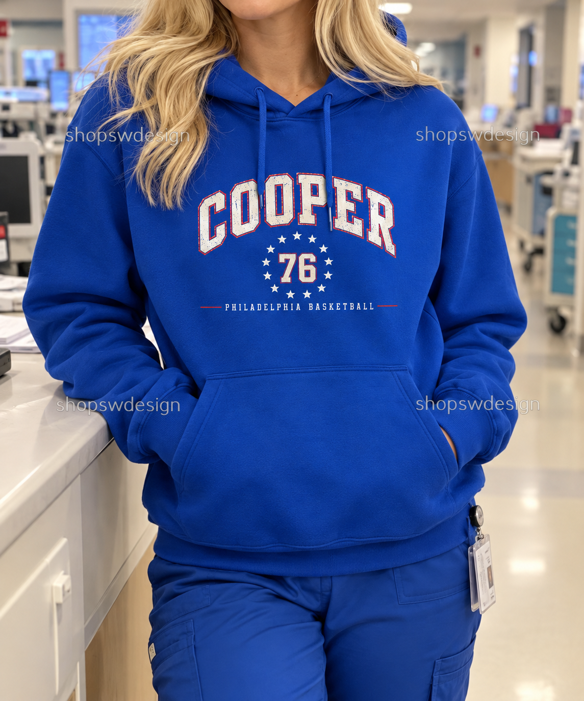 Cooper 76 Philadelphia Basketball Hoodie — Royal Blue