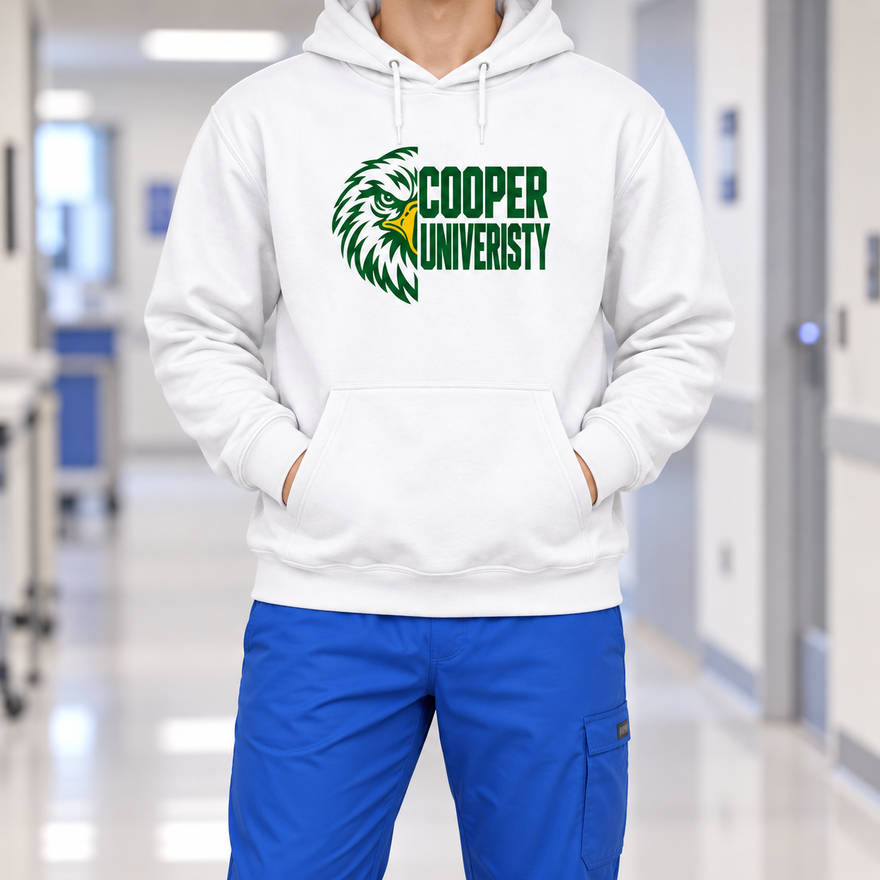 Cooper University Eagle Hoodie — White