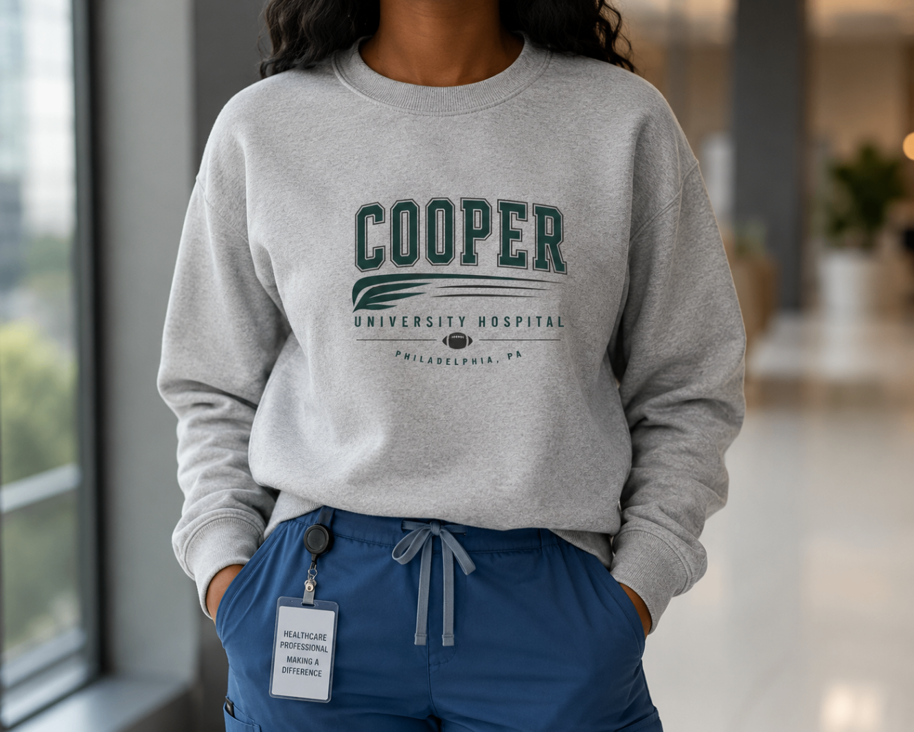 Cooper Football Crewneck — Sport Grey