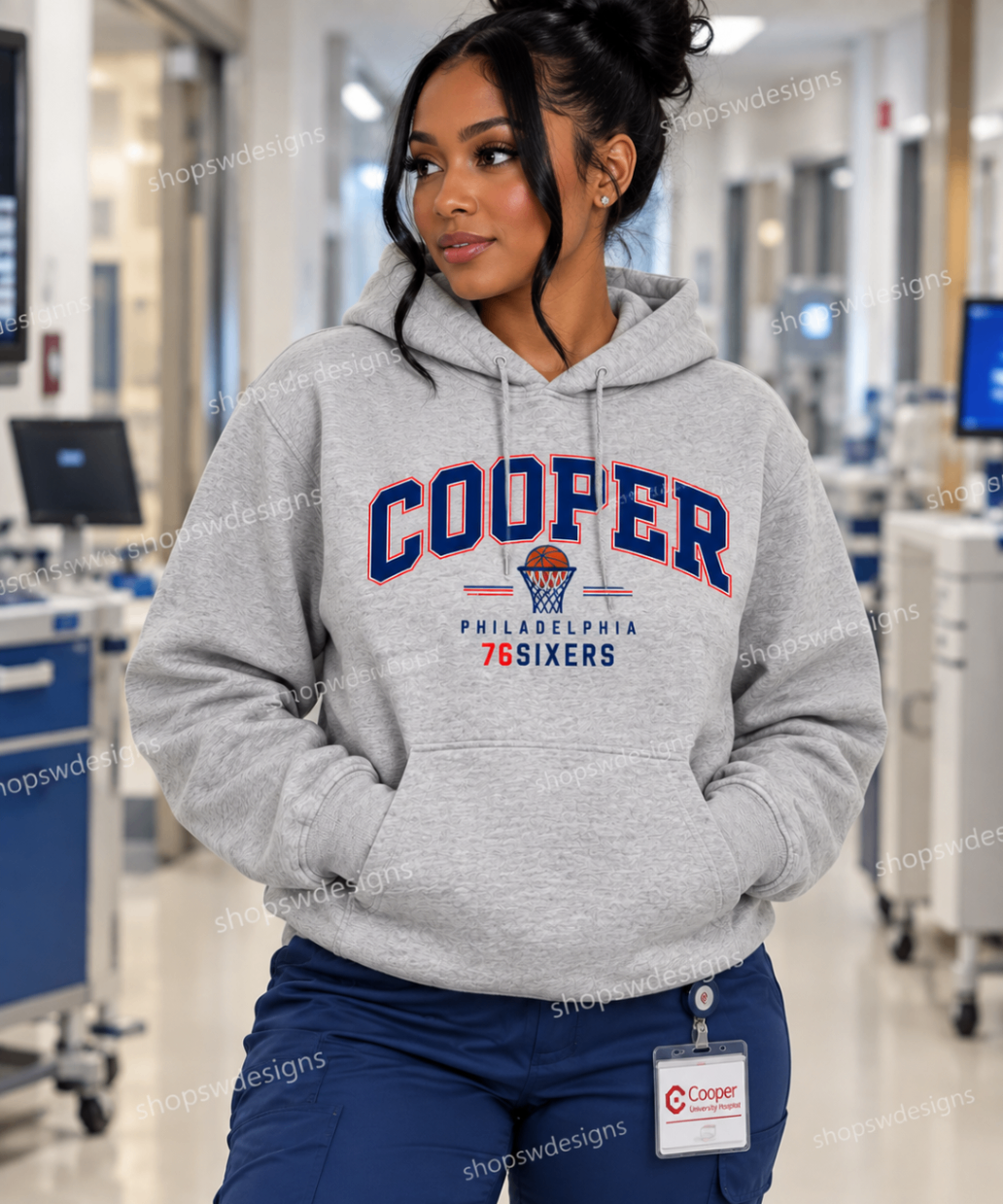 Cooper Sixers Basketball Hoodie — Sport Grey