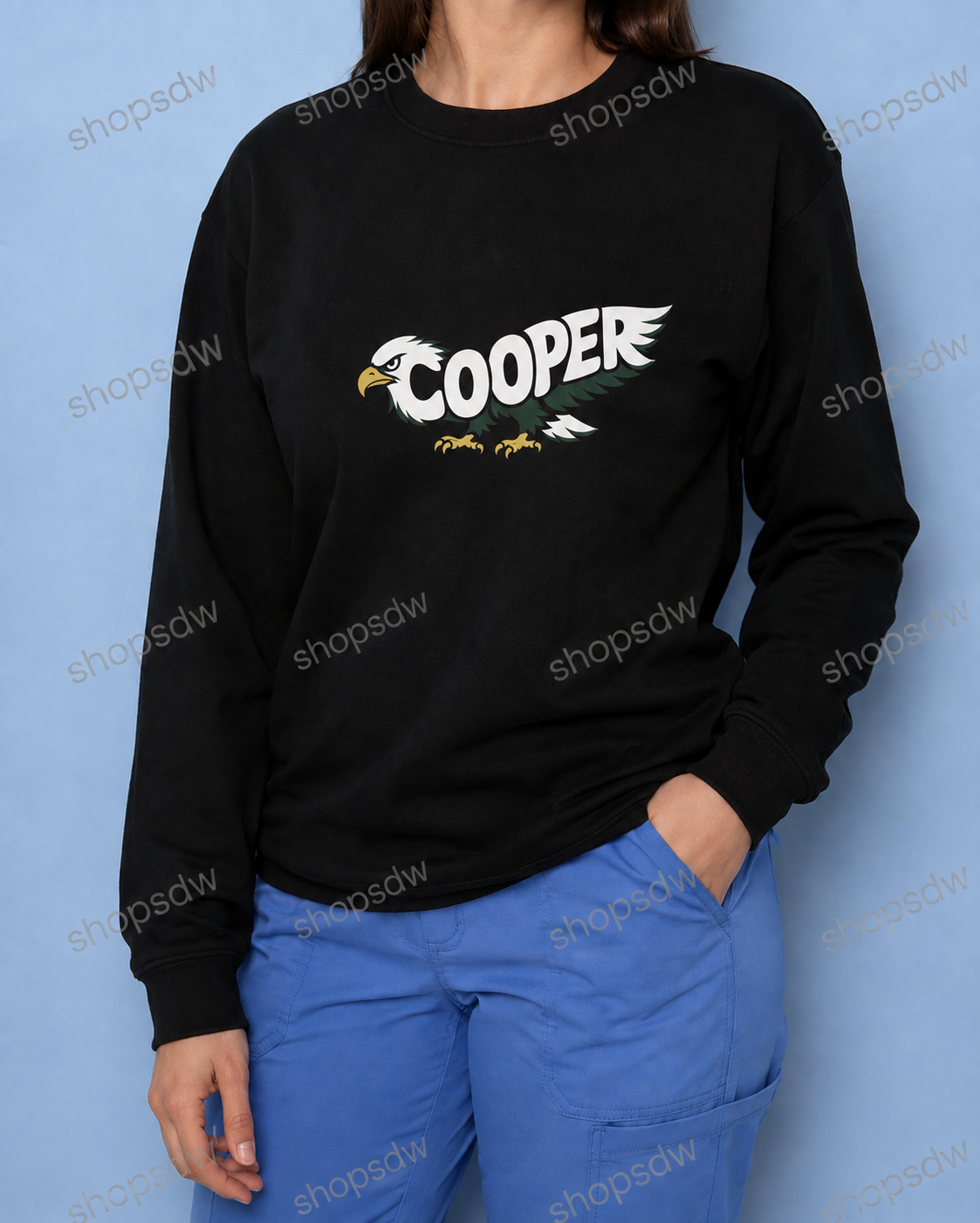 Cooper Eagle Wordmark Crewneck — Black