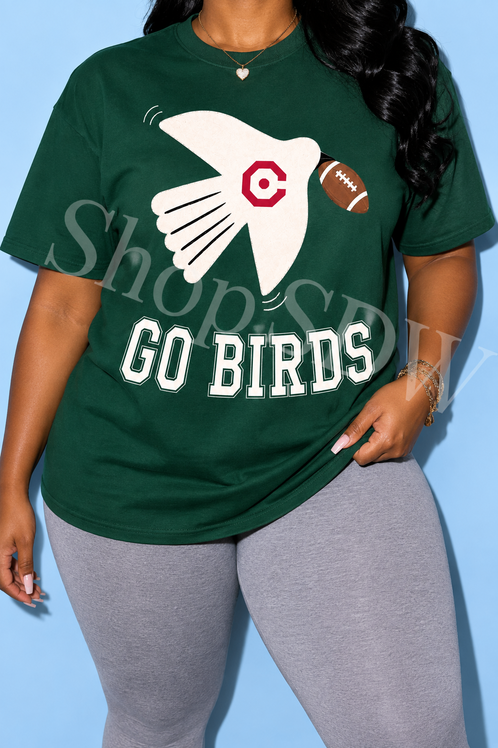 Bird & Football Go Birds Tee — Forest Green