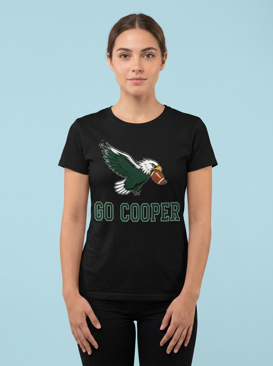Go Cooper Eagle Football Tee — Black