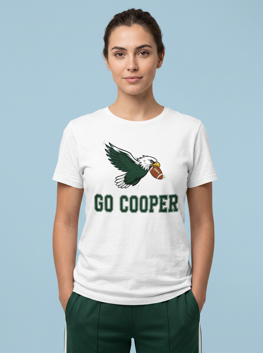 Go Cooper Eagle Football Tee — White